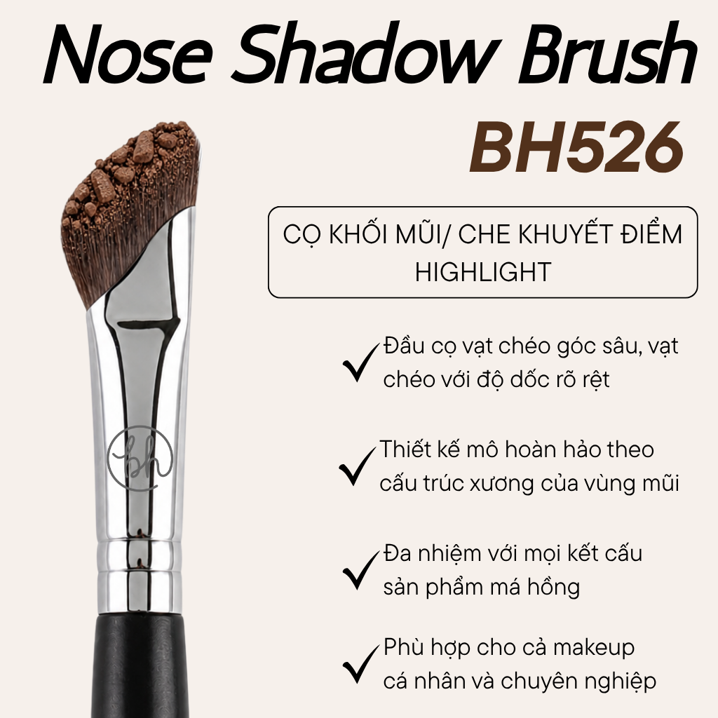 Cọ Đánh Khối Mũi Che Khuyết Điểm Đầu Vát Xéo Bh Cosmetics Nose Shadow Brush BH526